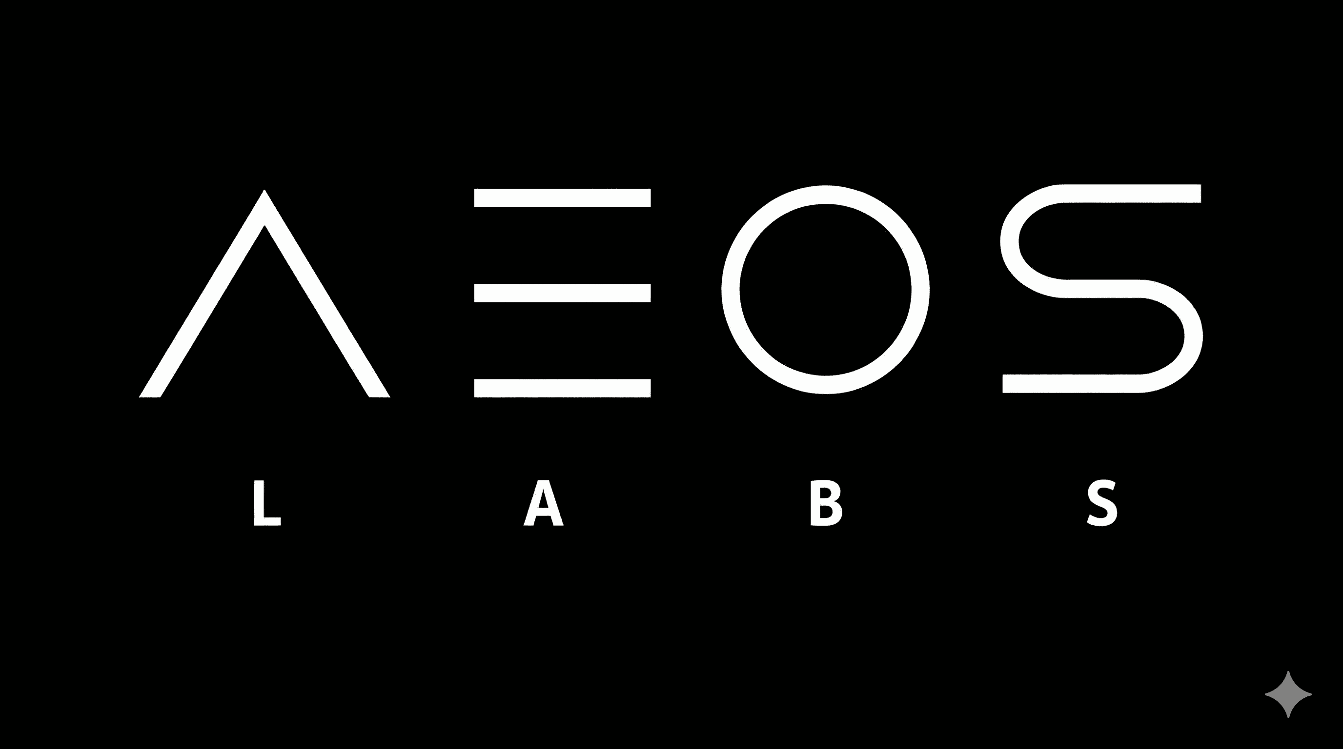 AEOS LABS minimalist white logo on a black background